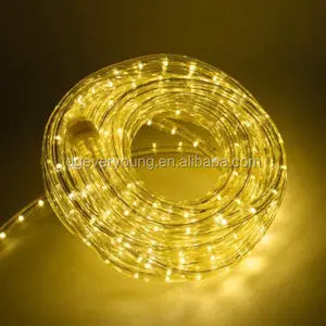 Warm White Waterproof IP 65 Outdoor Rainproof Rope LED Lights 3 Wires 11.5mm Diameter Horizontal Christmas Holiday Lighting