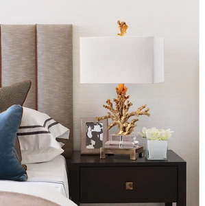 Modern Decoration Fabric Led Desk Lamp Luxury Bedroom Rectangular Table Lamp for Bedside Tables