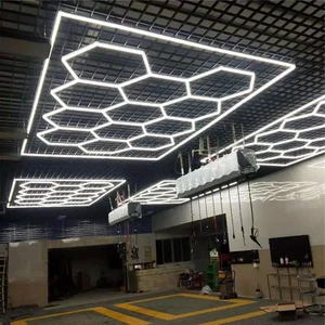 Factory Sell Hexagonal Grid Led Light Honeycomb Garage Lamp Led Hexagon Modern Ceiling Lights for Auto Detailing Shop Garage