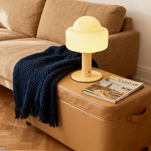 Modern New Table Lamp Home Bedroom Decor Vintage Round Glass Touch Table Lamp Bedside Lamp Orange LED