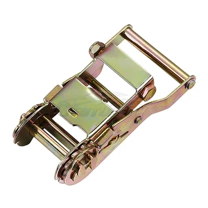 1.5 Inch 4400lbs Alloy Steel Galvanized E-Coated Surface Rubber Handle Ratchet Buckle for Cargo Lashing Strap Tie Down