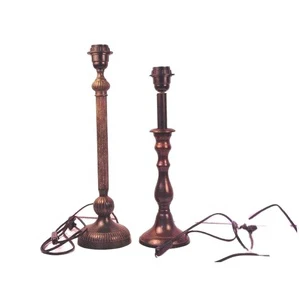 High Quality Vertical Fluted Lines Style Brass Lamps Base With Patina Finish Metal Table Lamps Living Room Lamp Home Decorative