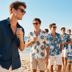Men's Hawaiian Matching Set Summer Beach 2 Piece Outfits Flower Button Down Shirts And Shorts Vacation Outfits Shirts Suits