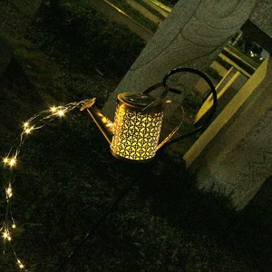 Outdoor Waterproof Solar Ground Plug Light Iron Art Kettle Shower Head Garden Courtyard Decoration Lamp