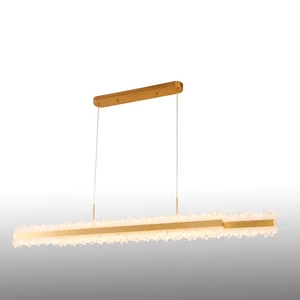 Modern LED Aluminum Long Middle Adjustable Height Horizontal Pendant Light Chandelier for Home Dining Table Restaurant