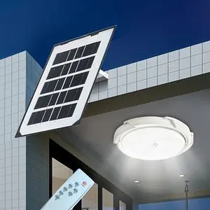Indoor Solar Ceiling Light with Remote Control Solar Barn Light for Shed Porch Patio Garage