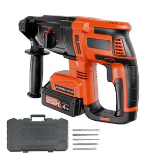 20V Brushless Cordless Power Hammer Drill Kit Lightweight Lithium-Ion 1.1 Inch Rotary Hammer Driver with SDS-Plus Electric Tool