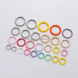 Custom Painted Electroplated Fashion Metal Spring O Rings Circle Snap Clip Hook Zinc Alloy Ring Buckles Clasp Bags
