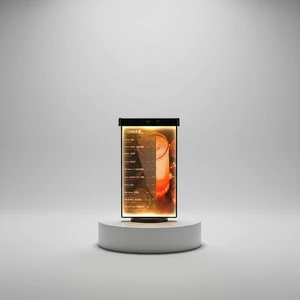 Triangular Rotating Desktop Illuminated LED Full Color Menu Light Box Backlit Acrylic Frame Water Resistant Dustproof Desk Light