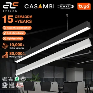 Customized Anti-Glare Commercial Lighting Decorative Supermarket Office Suspended Aluminum Pendant Led Linkable Linear Lights