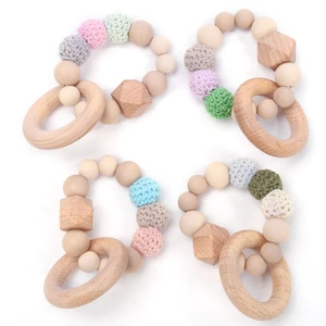 Custom Personalized New Gift Ring Hamster Sheep Fruit Mushroom Bunny Fox Wood Toys Rubber Silicone Teethers For Babys Wooden