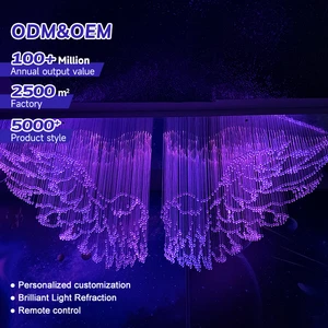 Interior Decoration Hotel Wing Shape Customized Ceiling Light PMMA Fiber Optic APP Remote Control Pendant Light LED Chandelier