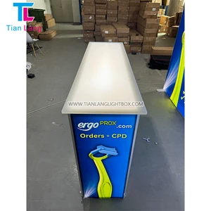 High Quality 6ft Tool Free Aluminum Exhibition Light Box LED Backlit Promotion Counters Fair Portable Trade Show Display Counter