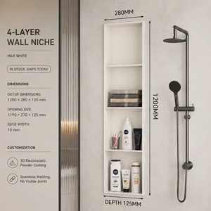 Modern Minimalist Stainless Steel Waterproof Moisture-Proof Recessed Storage Cabinet Lamp Drain for Bathroom Shower Room Living