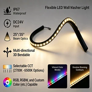 Silicone LED Wall Washer Light Flex 3D Bendable Ribbon Bridge Facade Decoration Outdoor Waterproof IP67 ETL CE UKCA RoHS