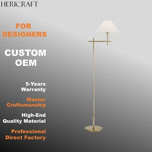 Minimalist Metal Floor Lamp in Hand-Rubbed Antique Brass Modern Luxury for Home Office Hotel UL Standard