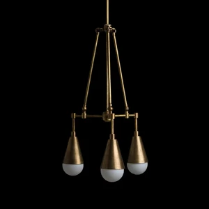 XZ Vintage Triangular Conical Structures Brass Drop Pendant Light Ceiling Led Bar Light Hanging Led Lamp Chandelier Dinning Room