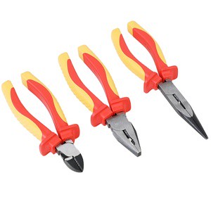 OEM Multi-purpose 3 Pcs Vde Steel Combination Long Nose Cutting Insulated 1000V Electrician Pliers Tool Set Soft Grip Handle