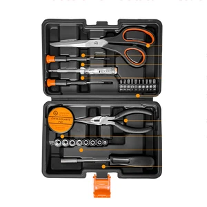 26 Pcs Electrician Tools Box Power Tools Kit Hand Set Tool Case Cordless Li-Ion Drill with Multimeter