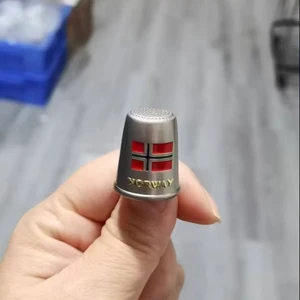 Zinc Alloy Thimble with Flag Design Pattern, Metal Sewing Thimble, Unique Travel Souvenir Collectible Gift