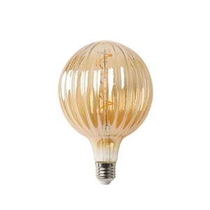 G125 Vertical Stripe Ball Bulb E27 Spiral Mouth Brown Hotel Decorative Filament Lamp Vertical Pattern Chandelier Bulb Supply