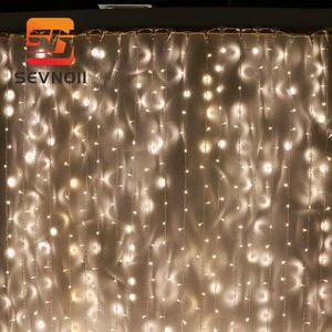Customizable Size IP44 Waterproof 110v/220v Decorative Lighting White 2.0pvc Curtain Light and Warm White Light