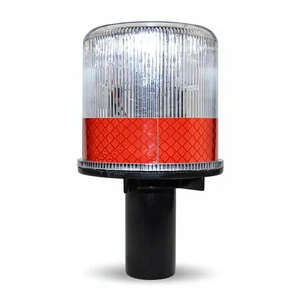 Nighttime LED Solar-Powered Reflective Strobe Traffic Warning Light for Road Construction Cone Barrier Guard Booth Fence