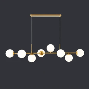 Nordic Minimalist Style Horizontal Iron Glass Pendant Light with Glass Bubble LED Warm White for Dining Room