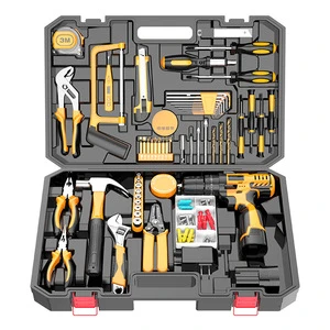 YUTUO OEM Service Lithium Battery Electric Multifunction Cordless Power Drill Plastic Box Kit Hand Tool Hardware Tools Set Combo