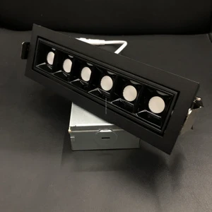 ETL Black Adjustable LED Lamp Head Linear Spotlight 6 Heads 2*6W Grille Baffle Trim Recessed Installation 30D Beam Angle 3CCT