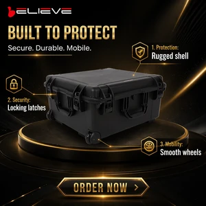 Customizable Outdoor PP for IP65 Waterproof EVA Foam Tool Case with Wheels