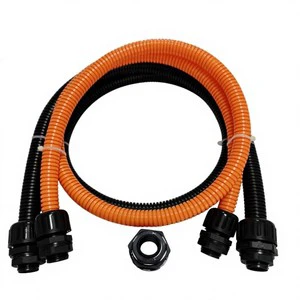 Waterproof straight and elbow type nylon rotary corrugated pipe connector for cable protection of industrial robots