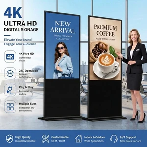 OEM/ODM Inch 4K UHD Touch Screen Digital Signage, Floor Standing Totem with Cloud CMS Remote Playback, OEM Custom Logo