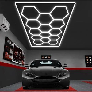 Portable 220V LED Hexagonal Honeycomb Ceiling Light Multiple Selection Car Detailing Working Light for Workshop Car Wash Garages