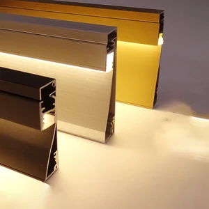 Aluminum Alloy and Stainless Steel Surface Mounted Baseboard Lamp with LED Strip and Embedded Groove