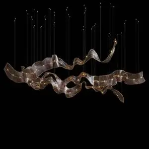 New Modern Nordic Design Strip Wavy Shape International Lighting Lamp Chandelier for Dining Room Kitchen Bar