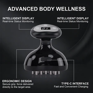 EMS Hand Held Meridian Brush Microcurrent Heating Vibration LED Body Massager Lymphatic Drainage Cellulite Removal Slimming