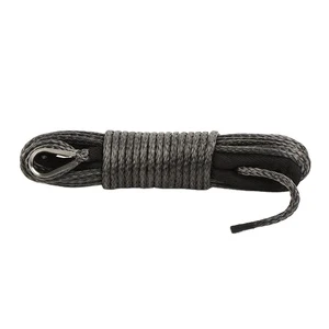 12 Strand Braided Grey Color 8mmx15m UHMWPE Spectra Synthetic Winch Rope With Hook and Thimble High Breaking Load