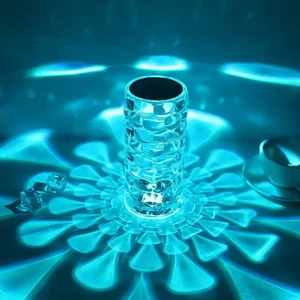 Modern Cordless Rechargeable LED Desk Lamp Crystal Lamp Body RGB Crystal Water Droplet Design Dome Lampshade Reading Light