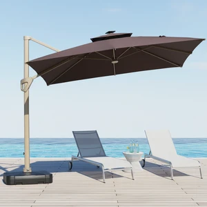 Custom Outside Brown 3X3M Waterproof Polyester Led Lamp Umbrella