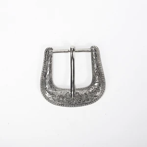 Western Silver Zinc Alloy Engraved Belt Buckle Set Hand-Polished Replacement Cowboy Rodeo Buckles Men Women-DIY Accessory