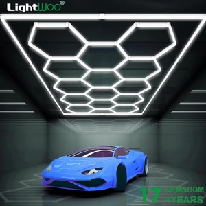 Customizable Hexagon LED Car Detailing Lights IP55 Rated AC/DC Powered for Parking Garage Garden Car Wash DIY Linkable Dimmable