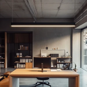 4 Feet LED Tube Lamp Office Pendant Light Black Linear Simple Wholesale Price LED Linear Pendant Light