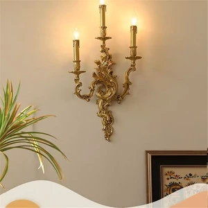 French Luxury Brass Wall Lamp for Living Room Bedroom Bedside Villa Cafe Hotel Aisle Creative Corridor Light