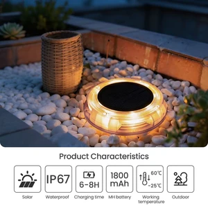 8LED Multi-color Solar Ground Lights IP67 Waterproof LiFePO4 Battery Remote Control Outdoor Garden Pathway Lamps