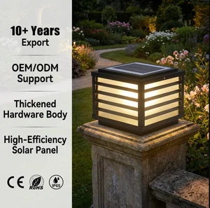 Modern Solar Pillar Light with Thickened Metal Body High-Transmittance Glass Lampshade Waterproof IP65 Garden & Villa Post Lamp