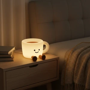 Silicone Coffee Mug Nightlight Touch Control LED Light Bedside Sleep Clap Lamp
