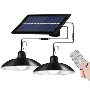 IP65 Waterproof Double Head Solar Pendant Light Outdoor Indoor Solar Lamp Shed Lights With Cable for Garden Yard