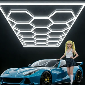 LED Work Lights for Garage Maintenance Zone Hexagon Honeycomb Lamp for Parking Bay Luminaires Hexagon Lights Garage