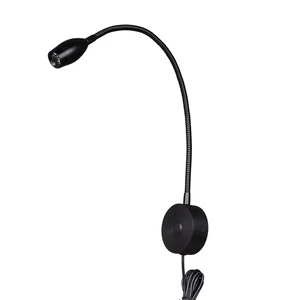 Keehome LED Aluminum Anti-glare Gooseneck Spotlight European Standard Plug Wire 3W Dimming Touch Wall Adjustable Reading Light